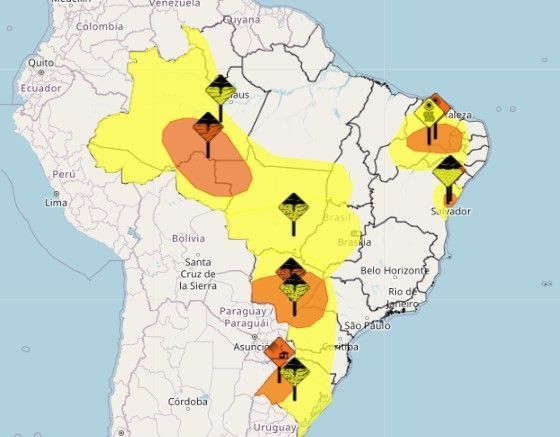 Brasil tem combo de alertas de tempestade, granizo, vendaval e chuva para 16 estados