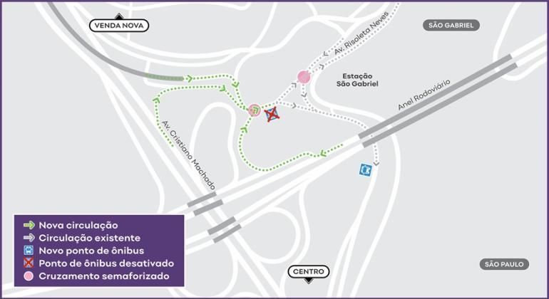 Veja as mudanças no trânsito próximo à estação São Gabriel, em BH, nesta segunda (26)