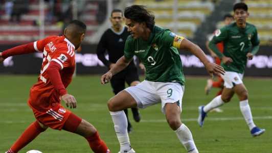 Marcelo Moreno em ação, em seu último jogo pela Seleção da Bolívia em La Paz