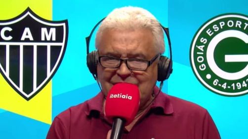 Márcio Rezende durante transmissão de Atlético e Goiás, neste domingo
