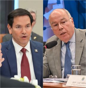 O secretário de Estado dos EUA, Marco Rubio, e o ministro das Relações Exteriores, Mauro Vieira