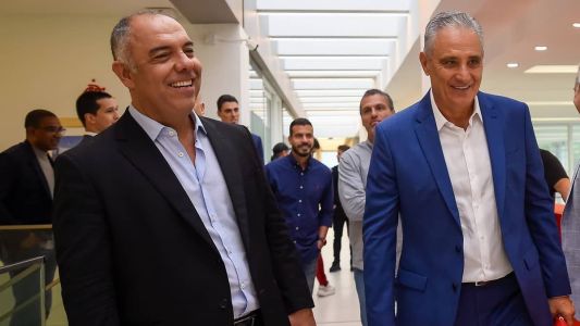 Marcos Braz e Tite, novo treinador do Flamengo, no Ninho do Urubu
