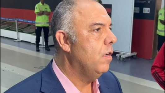 Marcos Braz, vice-presidente do Flamengo, em entrevista coletiva na zona mista do Maracanã