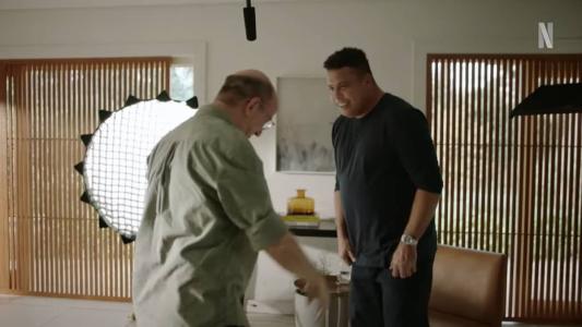 Marcos Uchôa (esq) e Ronaldo Fenômeno (dir) durante gravação