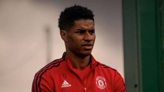 Marcus Rashford durante treino no Manchester United