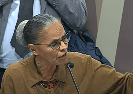 Marina Silva em comissão no Senado nesta terça-feira (27)