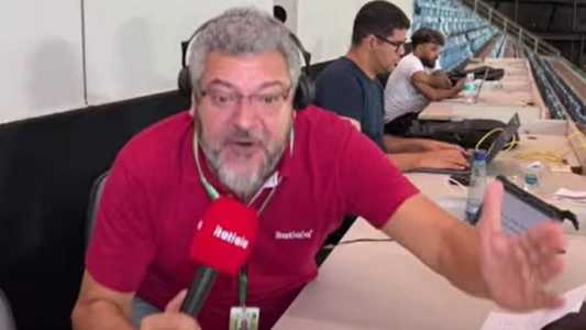 Mário Henrique Caixa durante transmissão da Itatiaia na Arena Pantanal