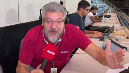Mário Henrique Caixa durante transmissão da Itatiaia na Arena Pantanal