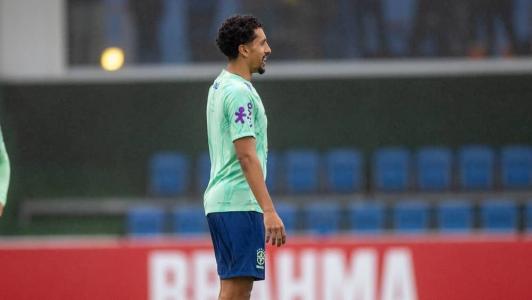 Marquinhos, durante treino da Seleção em Teresópolis, antes de jogo contra a Argentina