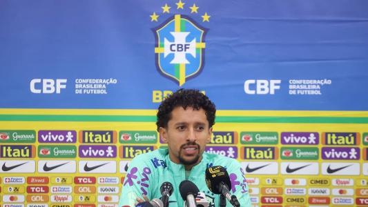 Marquinhos em entrevista coletiva concedida em Lima, no Peru