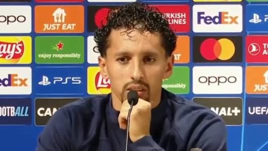 Marquinhos em entrevista coletiva no PSG
