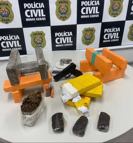 Material apreendido pela Polícia Civil na ocorrência