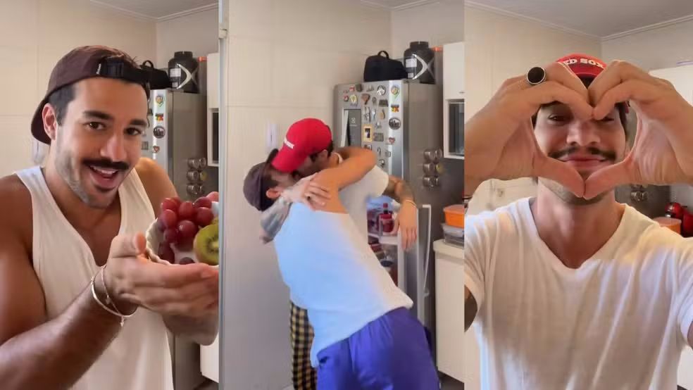Ex-BBB 25, Mateus compartilha momento romântico com namorado na cozinha