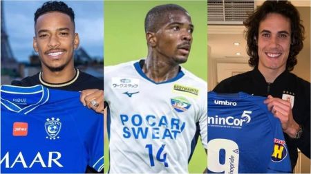 Matheus Pereira (esq), Cacá (centro) e Cavani (dir)