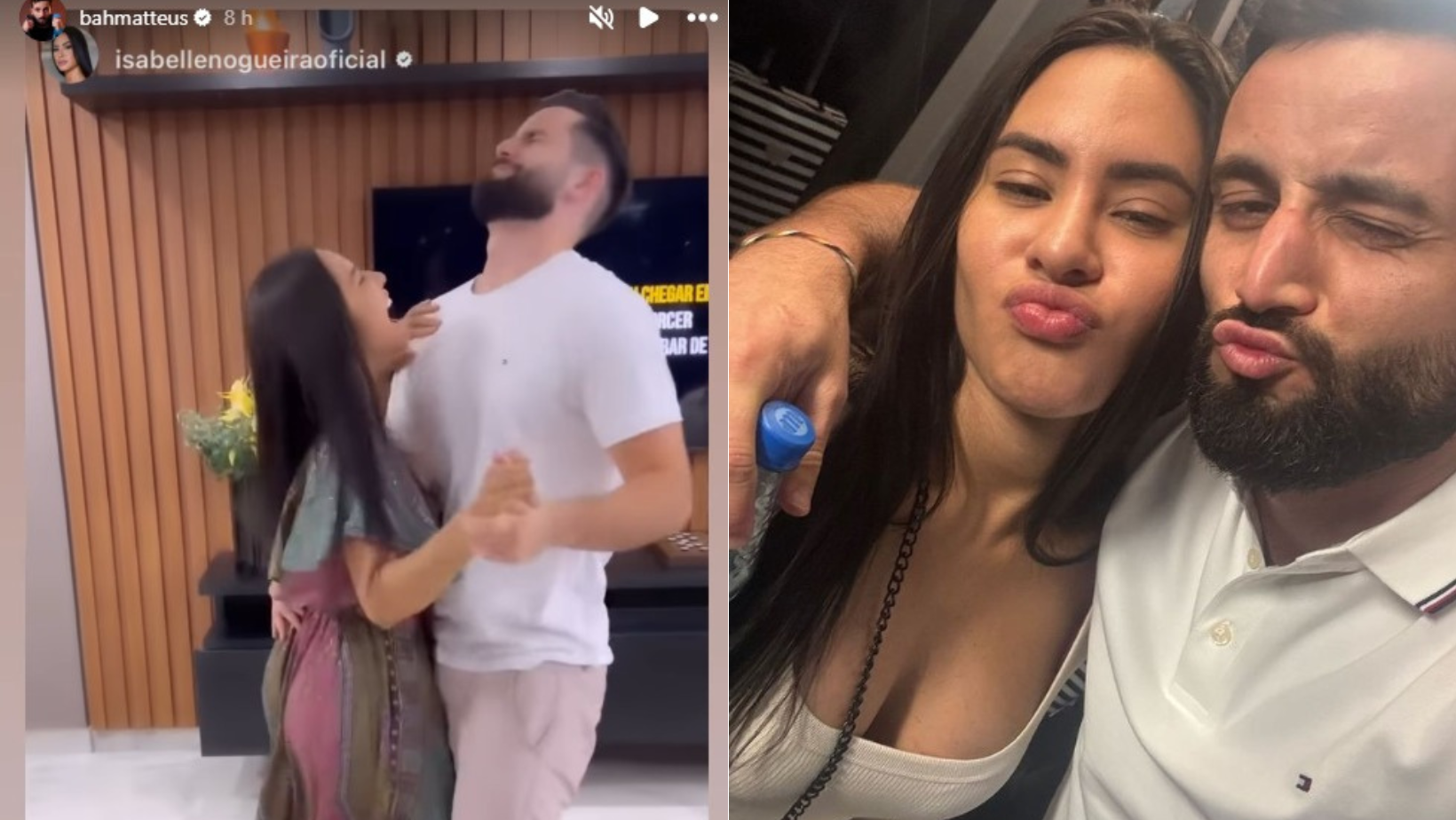 Ex-BBBs Matteus e Isabelle dançam juntinhos em aniversário da sogra: veja