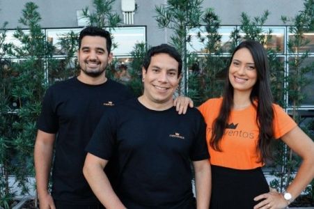 Thalles Brandão, Tiago Ferreira e Gisele do Carmo, sócios da MeEventos