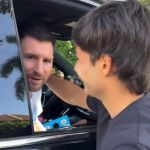 Video: Ao lado da esposa, Messi para carro e atende fãs em Miami