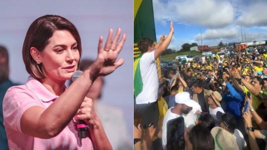 Michelle Bolsonaro chega a Brasília no último dia de caminhada de Nikolas Ferreira