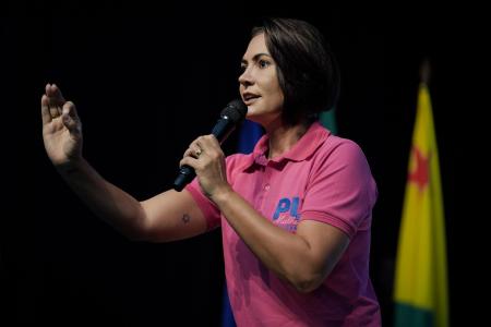 A ex-primeira-dama Michelle Bolsonaro, presidente do PL Mulher.