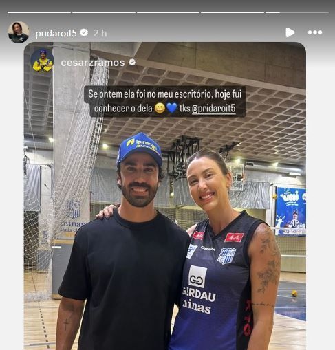 Campeã da Superliga Feminina de Vôlei recebe piloto da Stock Car em treino