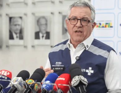 Coletiva do Ministério da Saúde, nesta segunda-feira (6), em Brasília