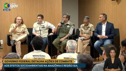 Ministra Marina Silva e Ministro Waldez Góes concede entrevista sobre seca e incêndios em Manaus