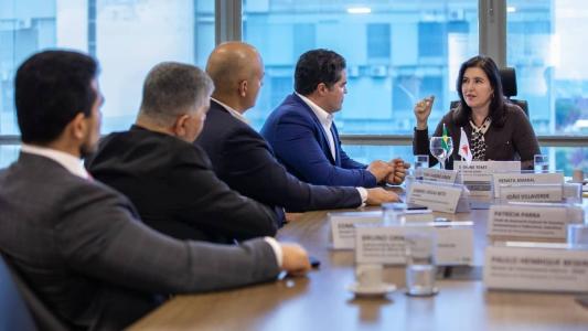Ministra Simone Tebet (MDB), vice-presidente do BDMG, Antônio Claret (Novo), e deputado federal Newton Cardoso Júnior (MDB)