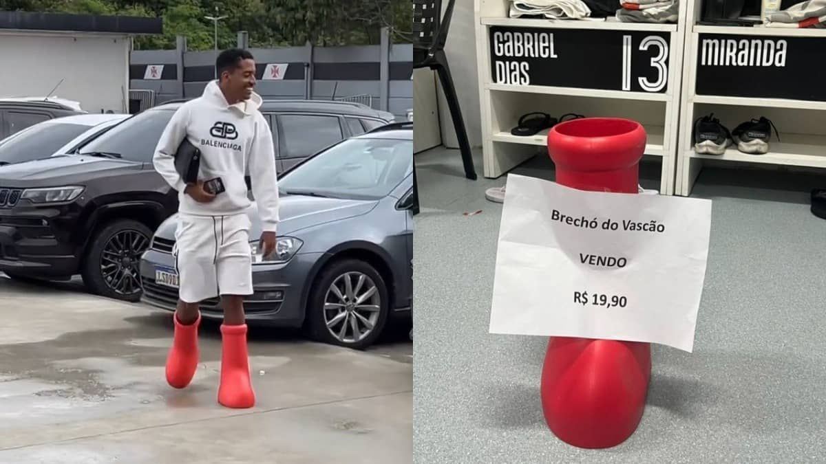 Zagueiro do Vasco chega a treino com bota 'gigante', e companheiros brincam