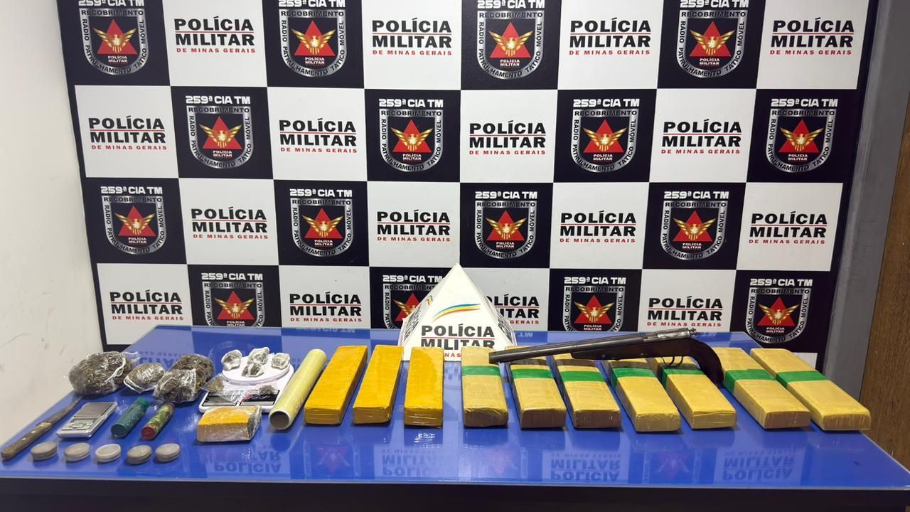 Homem é preso com grande quantidade de drogas e arma de fogo em Pirapora