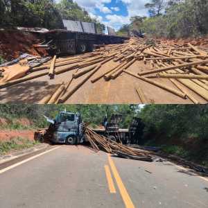 Carreta tomabada fecha estrada em Montes Claros