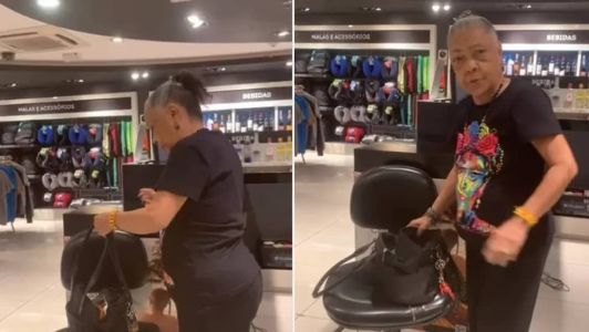 Momento da abordagem foi registrada por filha. Vilma Nascimento tem 85 anos