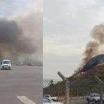 Fogo queima vegetação perto da Fiat, em Betim (MG), e causa grande nuvem de fumaça