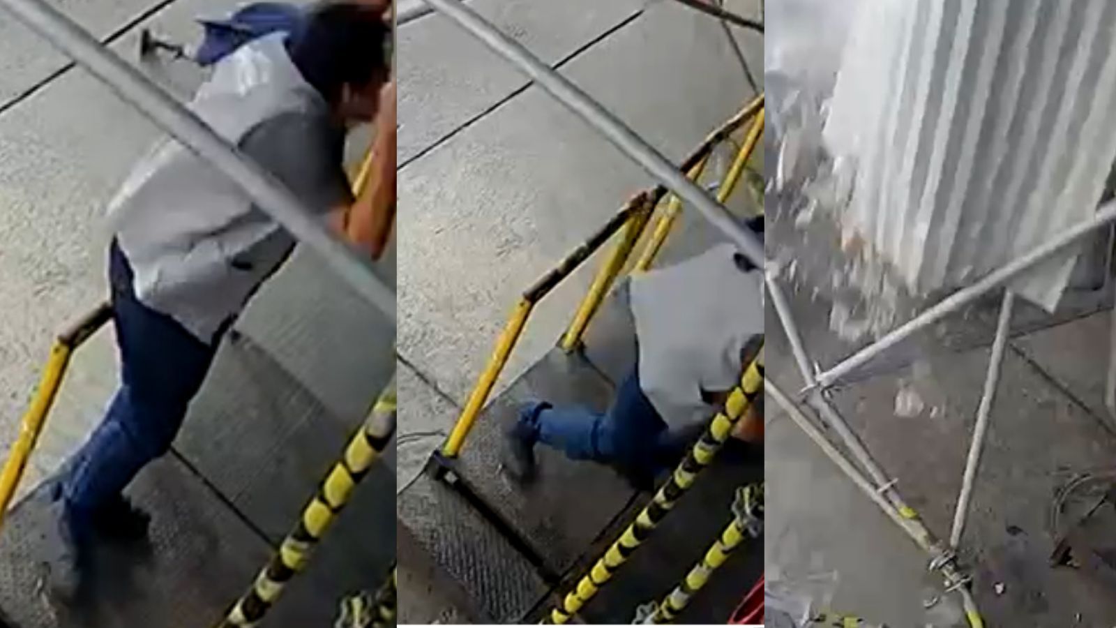 Câmera de segurança flagra homem escapando por pouco de queda de marquise no Rio de Janeiro, veja vídeo