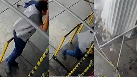 Homem escapa por um triz de queda de marquise no Rio de Janeiro