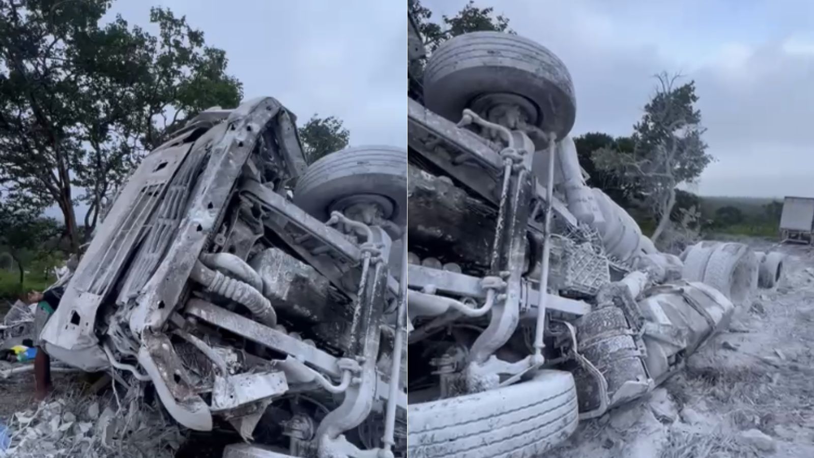 Motorista fica gravemente ferido após carreta capotar na BR-251