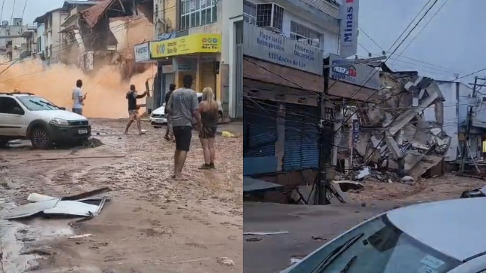 Vídeo impressionante: casa desaba após forte temporal no Centro de Ubá