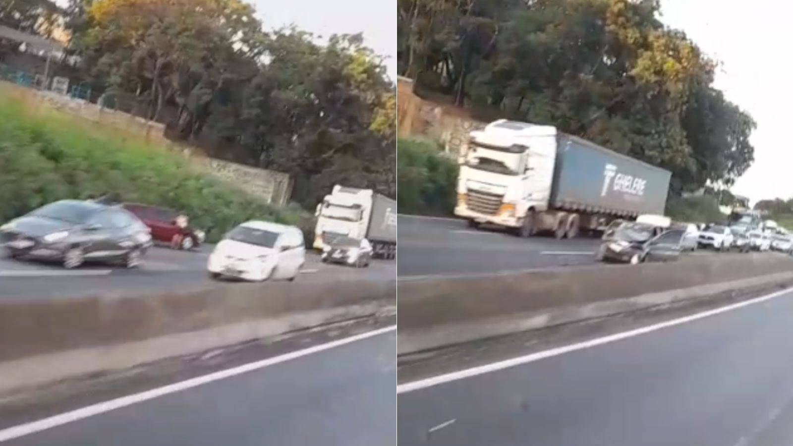 Acidente interdita faixa do Anel Rodoviário e causa lentidão no sentido Vitória