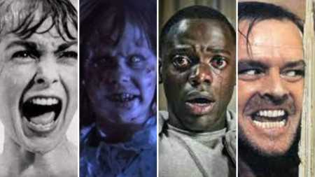 Montagem de cenas icônicas de filmes de terror