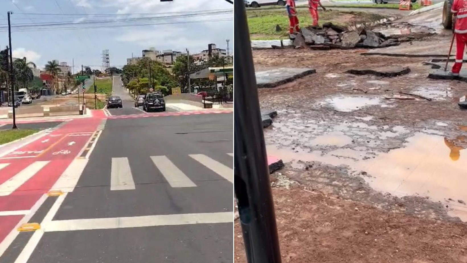 Chuva em BH: asfalto de avenida é arrancado dias após inauguração; veja antes e depois
