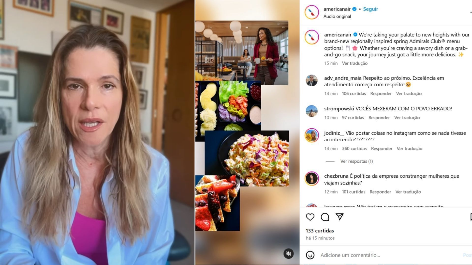 'Invasão brasileira' atinge redes sociais da American Airlines depois de desabafo de Ingrid Guimarães