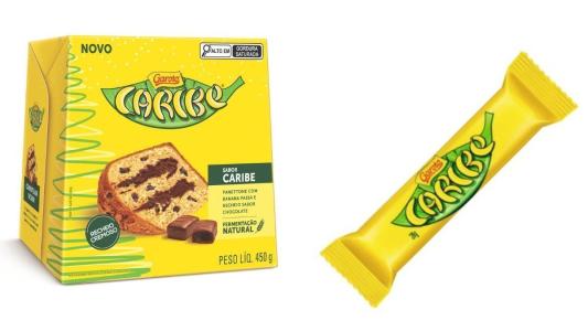 Panettone Garoto Sabor Caribe com Banana Passa e Recheio Sabor Chocolate