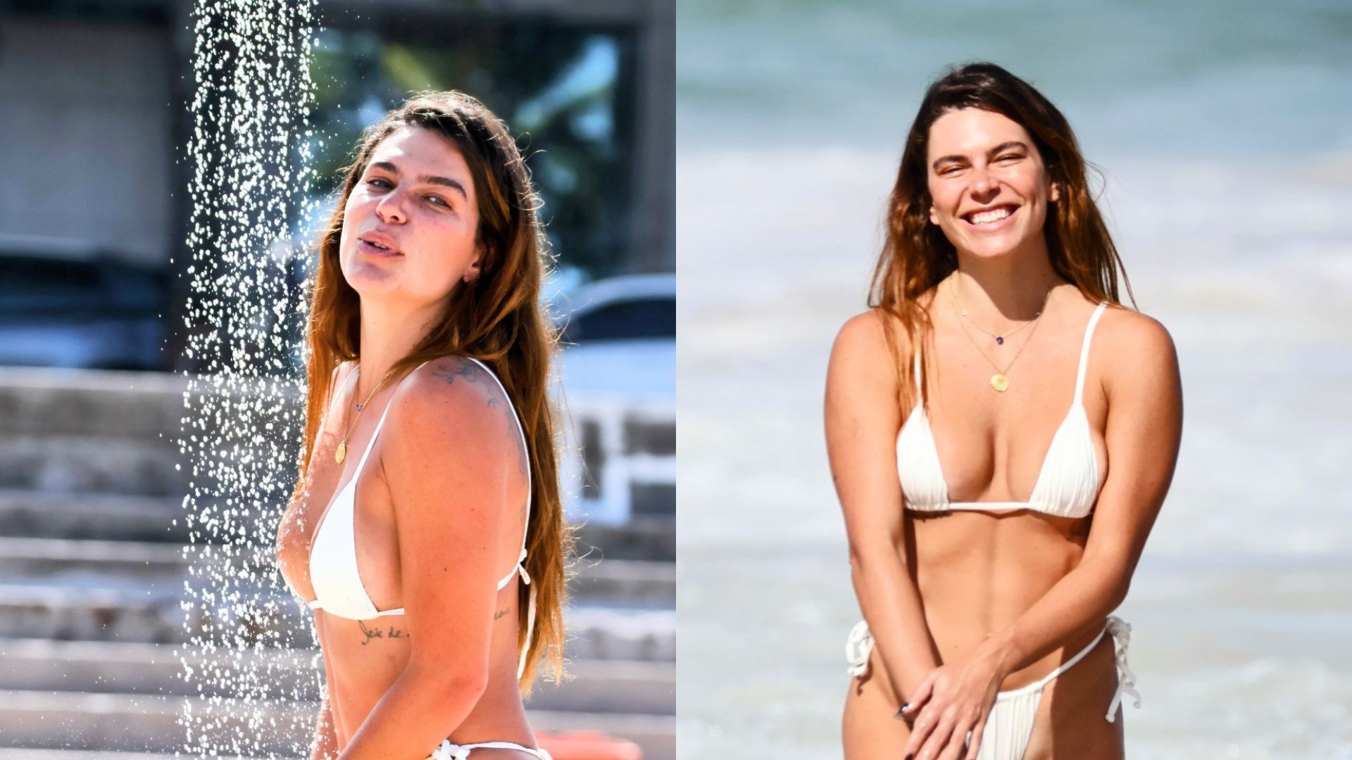 Mariana Goldfarb, ex de Cauã Reymond, chama atenção em praia