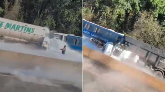 Carreta carregada com nitrogênio foi atingida