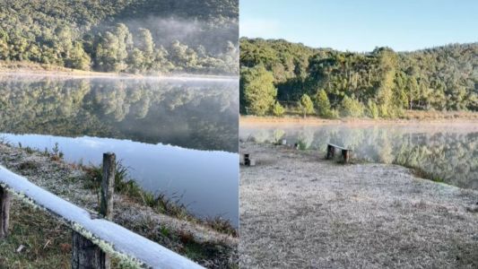 Geada em Monte Verde, no Sul de Minas, nesta quinta-feira (17)