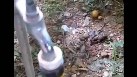 Morador mostra torneira sem água em Sabará