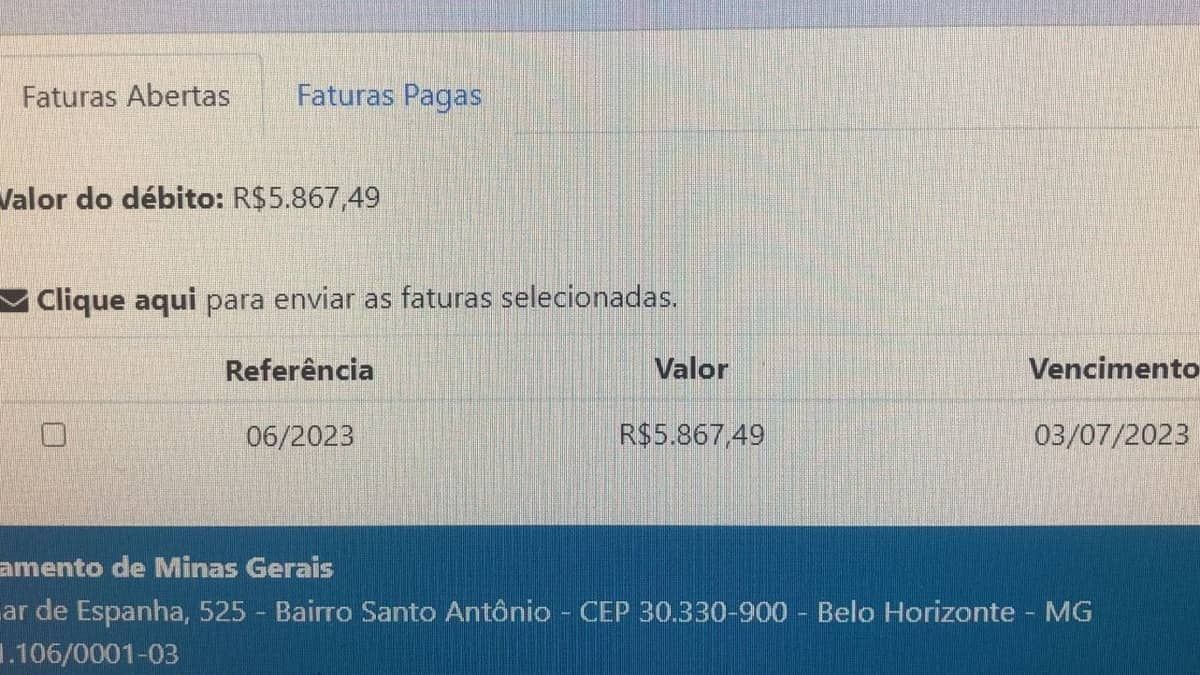 Moradora de Belo Horizonte recebe conta de água de quase R$ 6 mil e reclama da Copasa