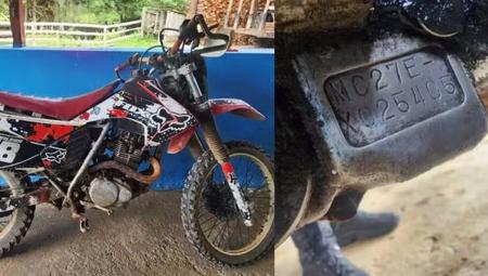 Fotos mostram detalhes da moto furtada no Rio de Janeiro e recuperada no Sul de Minas