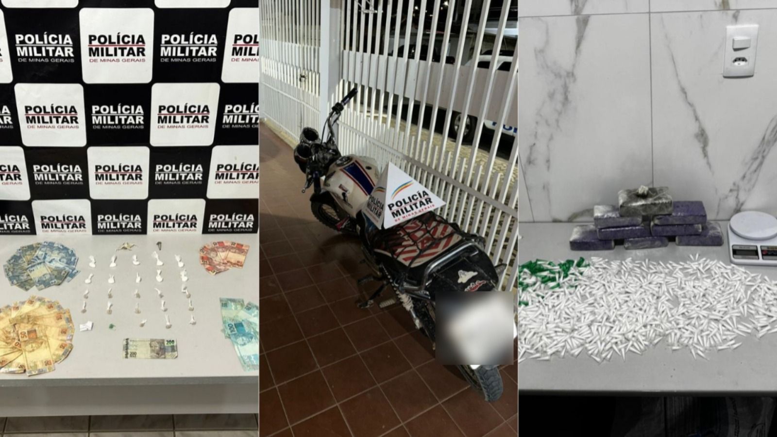 Motociclista tenta fugir da PM, é perseguido e acaba preso com cocaína 'escama de peixe'