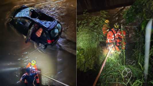 Motorista embriagado perde o controle do carro, capota e cai no Rio Arrudas, em BH