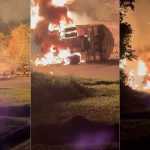 Motorista fica em estado grave após caminhão-tanque tombar e incendiar serra no RJ; vídeo